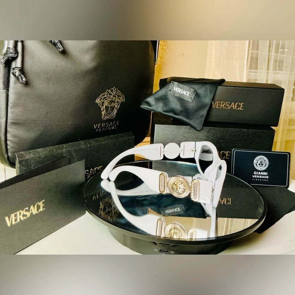 Versace Medusa White Tinted Lens Sunglasses Authentic
